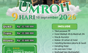 UMROH REGULER SEPTEMBER 2026 – PROGRAM 9 HARI BINTANG 4